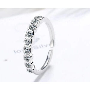 NEW Women’s White Gold Plated 925 Synthetic Diamond‎ Eternity Ring, Adjustable
